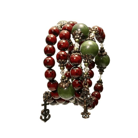 New Connemara Marble Coil Rosary Bracelet (Made in Ireland)
